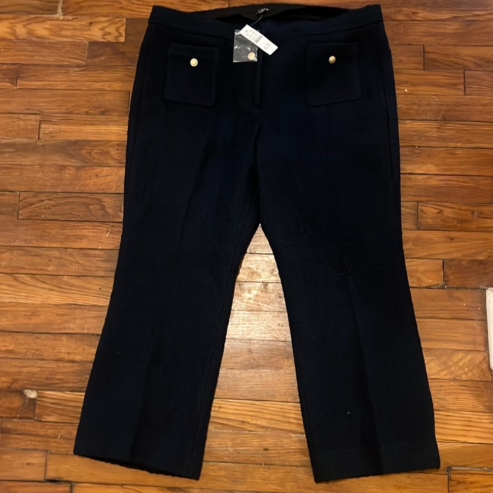 J Crew navy blue slim kick out pant in maritime tweed NWT